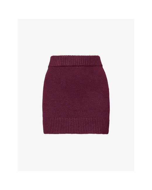 The Couture Club Purple Emblem Slim-Fit Knitted Mini Skirt