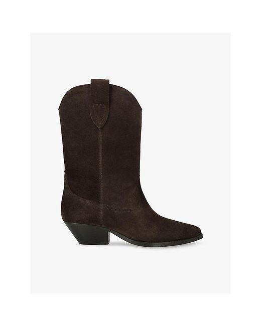 Isabel Marant Brown Duerto Suede Heeled Cowboy Boots