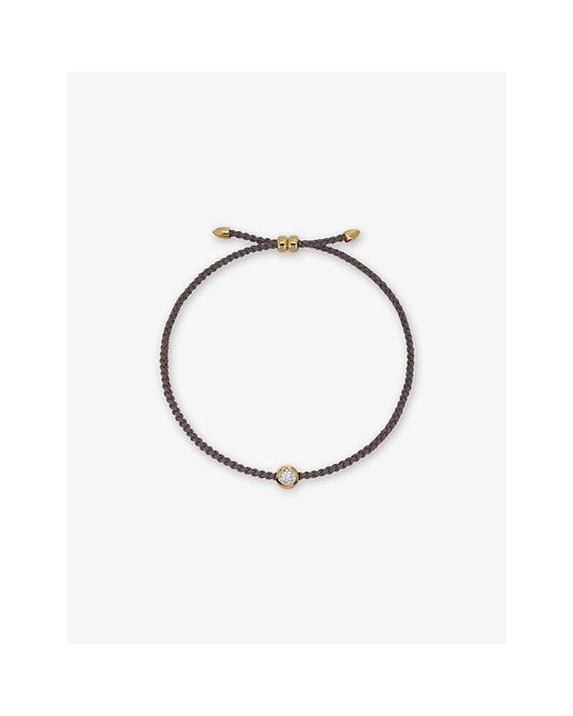 Monica Vinader White Round Solitaire 18Ct Vermeil And 0.06Ct Lab Grown Diamond Cord Bracelet