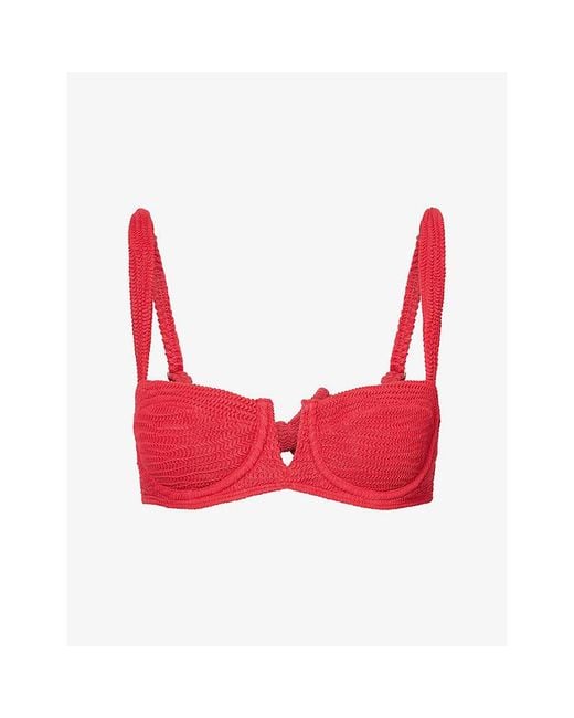 Cheap Monday Red Clovelly Crinkle Balconette Bikini Top