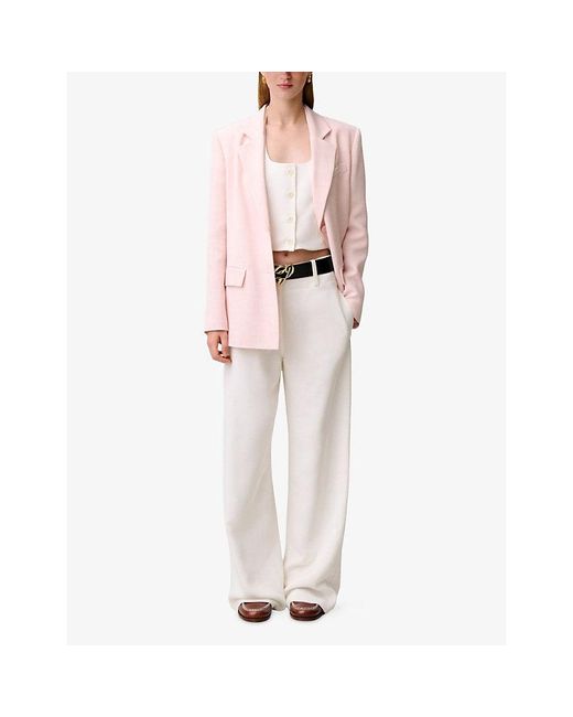 Claudie Pierlot White Straight-Leg Pleated Lyocell-Blend Trousers