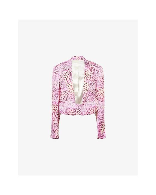 Dries Van Noten Pink Vasti Graphic-Pattern Woven Blazer