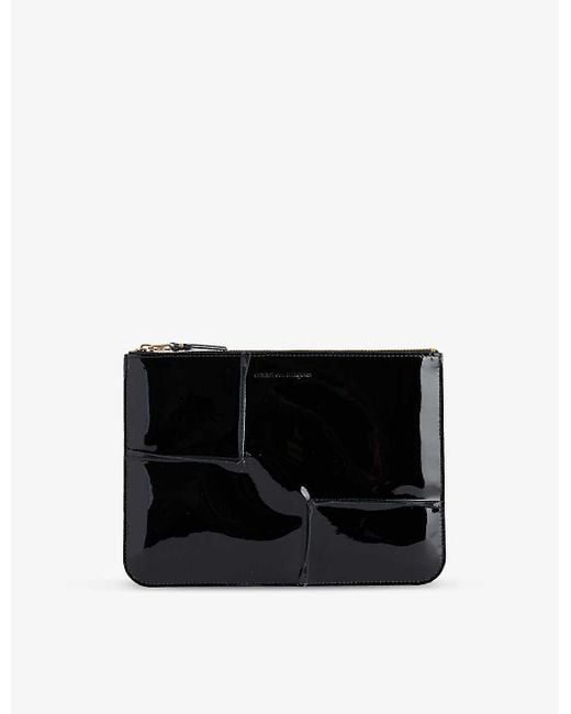 Comme des Garçons Black Reversed-seam Patent Leather Wallet
