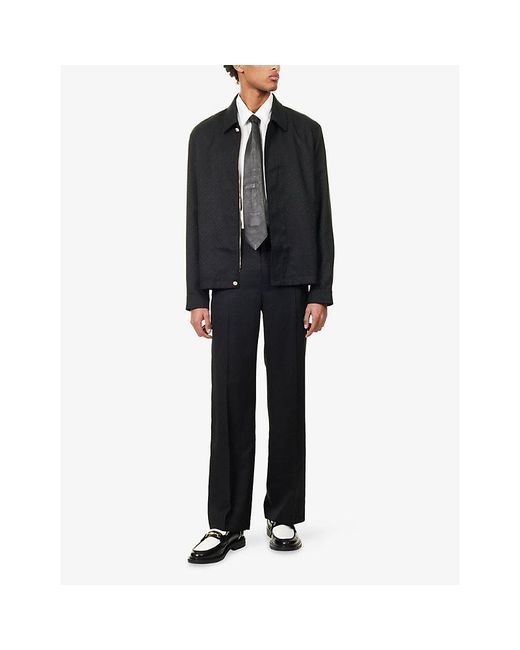 Casablanca Black Monogram Wool-Blend Tailored Trousers for men