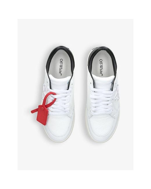 Off-White c/o Virgil Abloh Red Vulcanized Brand-embossed Leather Low-top Trainers for men