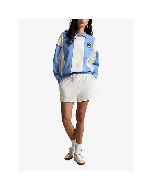 Polo Ralph Lauren Blue X Wimbledon Striped Cotton-Blend Sweatshirt