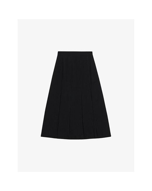 Ted Baker Black Addelia Sheer-panel High-rise Woven Midi Skirt