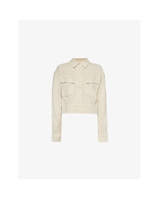 PAIGE White Cerra Cropped Regular-fit Stretch-woven Jacket