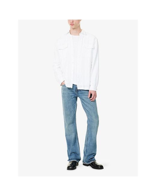 7 For All Mankind White Utility Cotton And Linen-Blend Shirt for men