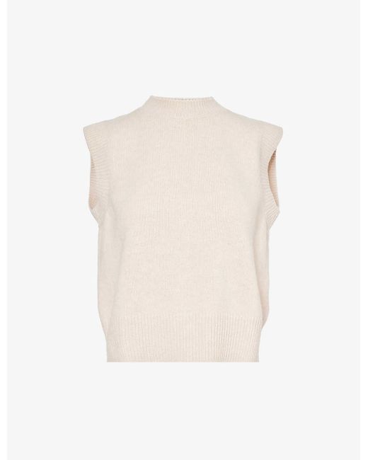 Aspiga White Round-neck Brushed-texture Wool Knitted Vest