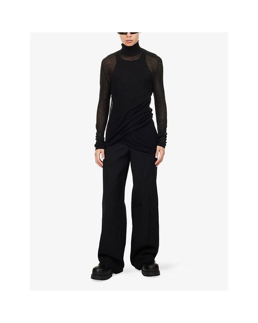 Rick Owens Blue Wide-Leg Work Wool Trousers for men