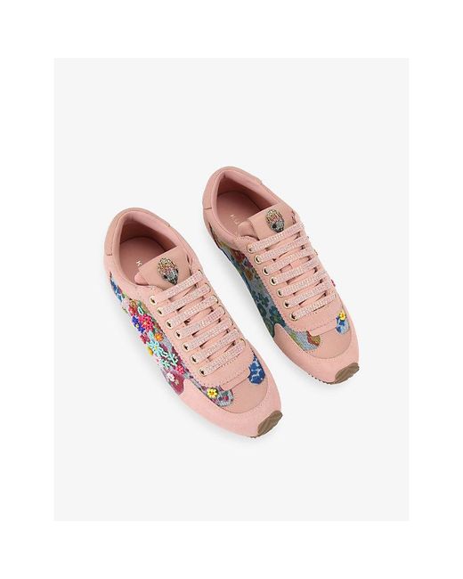 Kurt Geiger Pink Islington Embroidered Woven Trainers