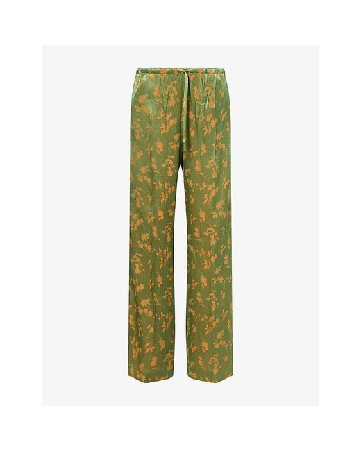 Dries Van Noten Green Puvis Straight-Leg Woven Trousers