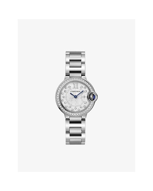 Cartier Crw4bb0034 Ballon Bleu De Stainless-steel And 0.56ct Brilliant-cut Diamond  Quartz Watch in Metallic