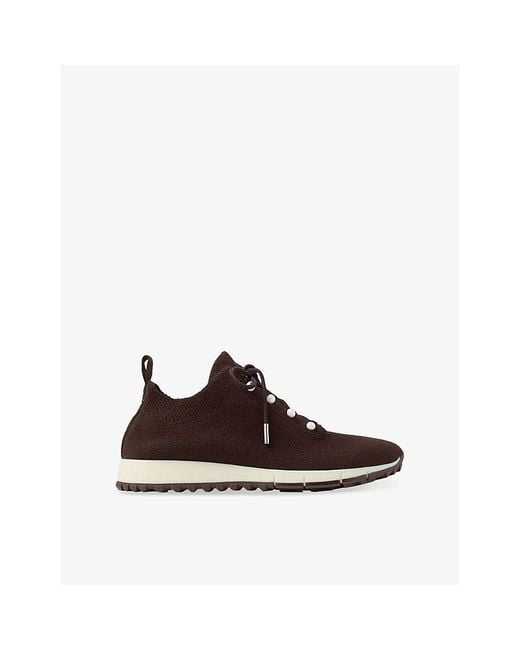 Jimmy Choo Brown Veles Cashmere-Knit Low-Top Trainers