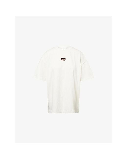WE Are Tala White Outdoor Oversized Flocked-Logo Cotton T-Shirt
