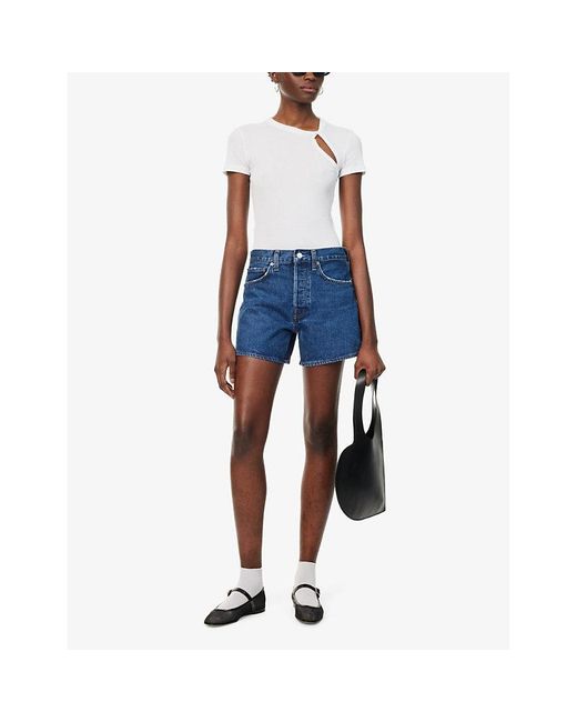Agolde Blue Parker High-Rise Denim Shorts