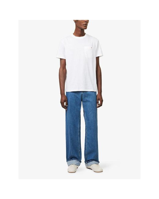 Valentino Garavani White Vgold Chest-Pocket Cotton-Jersey T-Shirt for men