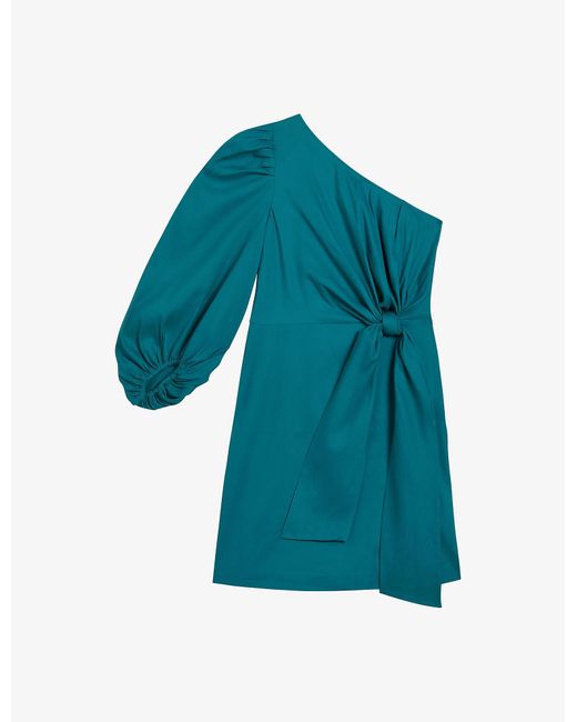 Ted Baker Lauica Oneshoulder Linenblend Mini Dress in Turquoise (Blue