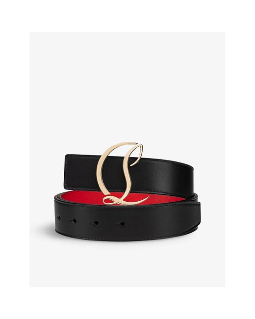Christian Louboutin Black Cl Logo-buckle Leather Belt