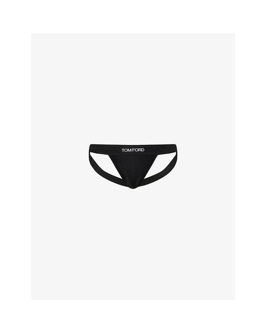 Tom Ford Black Classic Cotton-Jersey Jockstrap for men