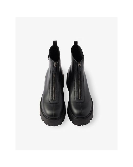 Prada Black Leather Zipper Ankle Boots