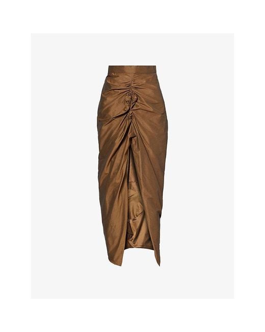 Vivienne Westwood Brown Panther Slit Cotton-Blend Midi Skirt