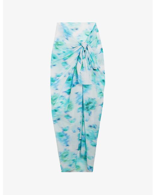 Ted Baker Blue Timera Graphic-print Cotton Sarong