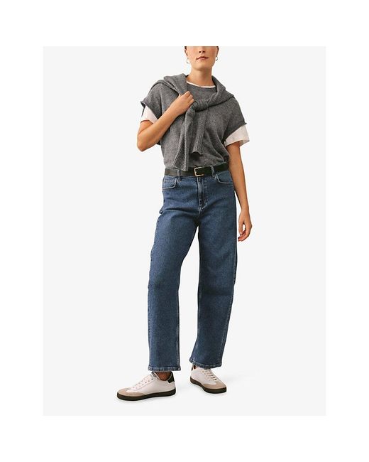 The White Company Blue Portobello Barrel-Leg Stretch-Denim Jeans