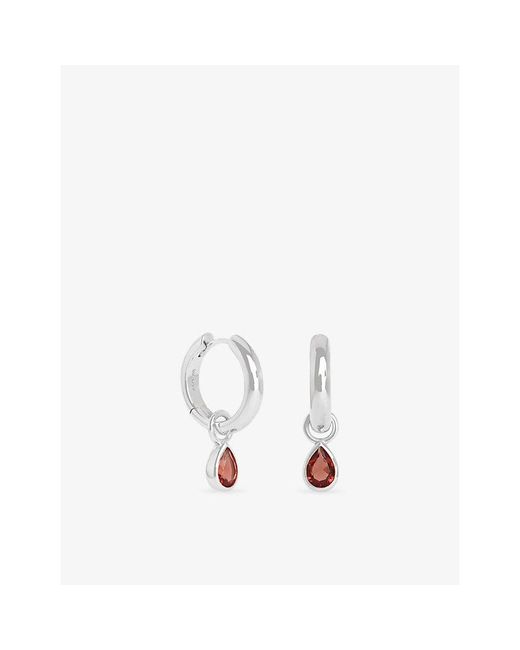 Astrid & Miyu White Sunset Pear Charm-Plated Sterling- And Cubic Zirconia Hoop Earrings