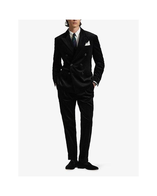 Polo Ralph Lauren Black Tapered-Leg Regular-Fit Corduroy Trousers for men