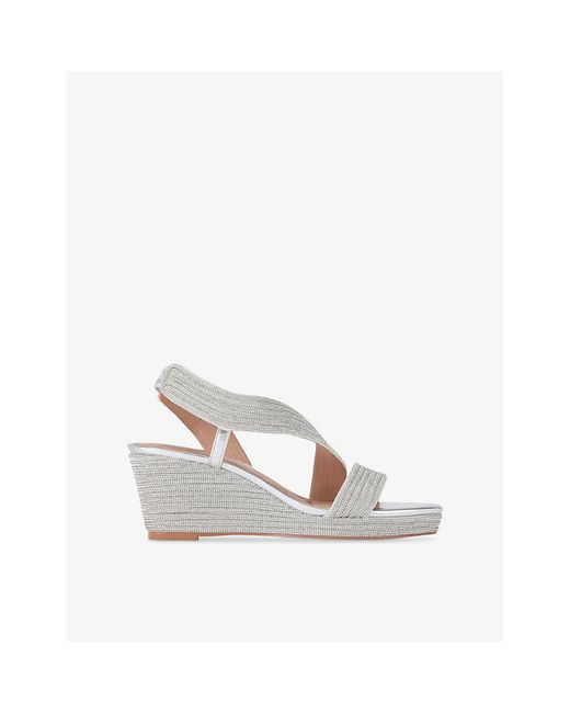 Carvela Kurt Geiger White Gala 70 Jewel-Embellished Rope-Effect Wedge-Heeled Woven Sandals