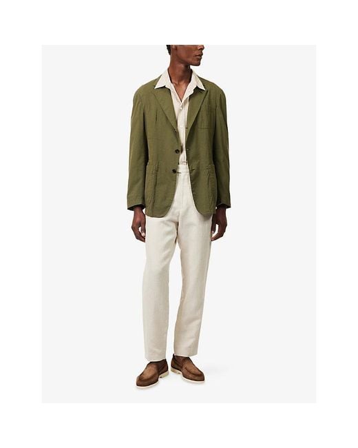 Dunhill Green Cavendish Single-Breasted Cotton And Silk Blend Blazer for men