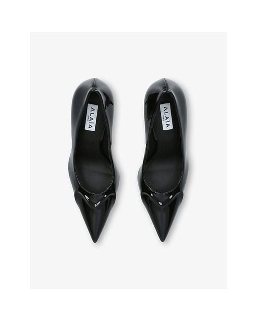 Alaïa Black Le Cœur 90 Patent Leather Pumps
