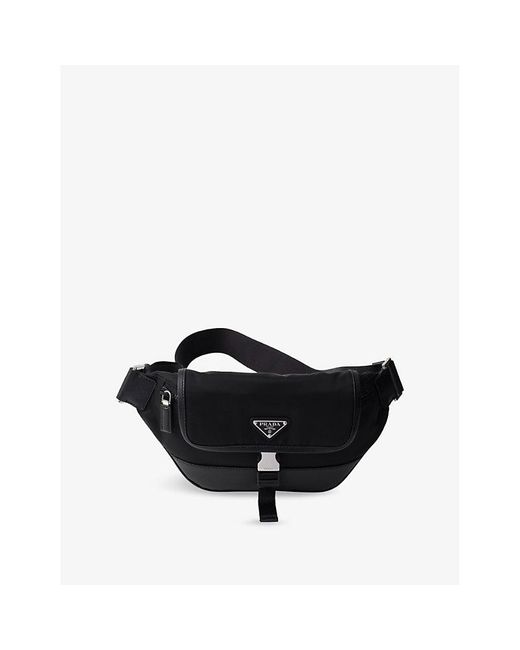 Prada Black Logo-Embellished Re Nylon And Leather Cross-Body Bag for men
