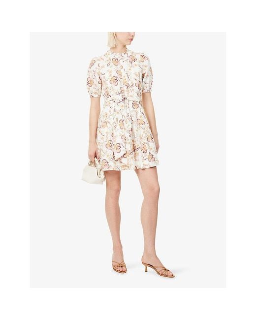 ME+EM Natural Fit + Flare Crease-Less Linen-Blend Short Dress
