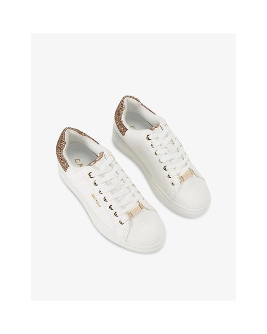 Carvela Kurt Geiger White Comb Dream 2 Logo-Badge Faux-Leather Low-Top Trainers