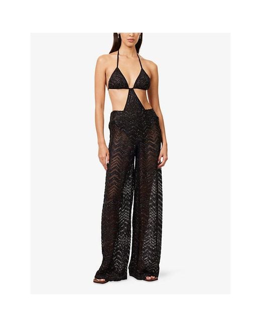 Missoni Black Sequinned Lamé Knitted Trousers