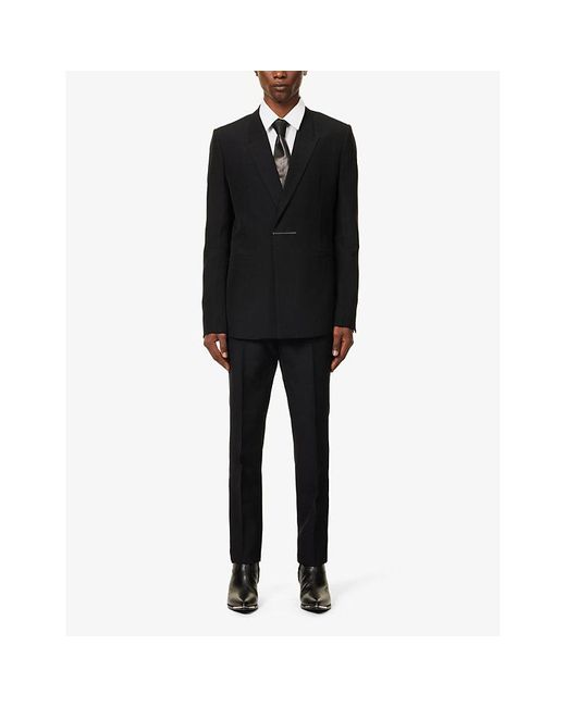 Givenchy Black Formal Slip-pocket Tapered-leg Slim-fit Wool Trousers for men