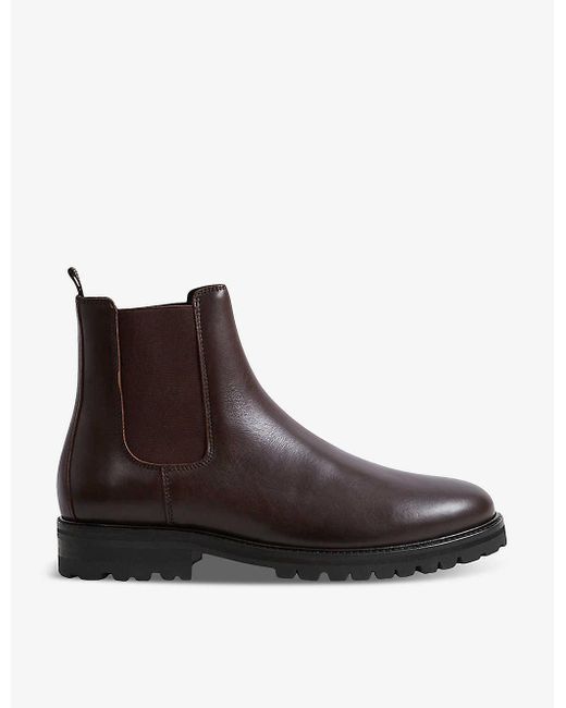 Reiss Brown Chiltern Elasticated-panel Leather Ankle Boots for men