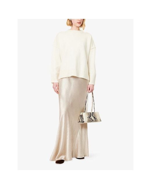 Dissh Natural Breanna Crinkle Satin Maxi Skirt