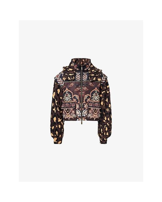 Farm Rio Black Winter Ainika Floral-Print Padded Jacket
