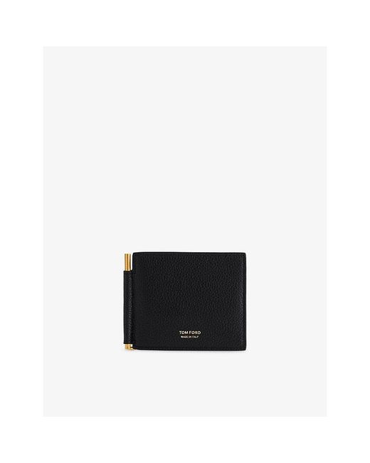 Tom Ford Black T Line Leather Money Clip Wallet for men