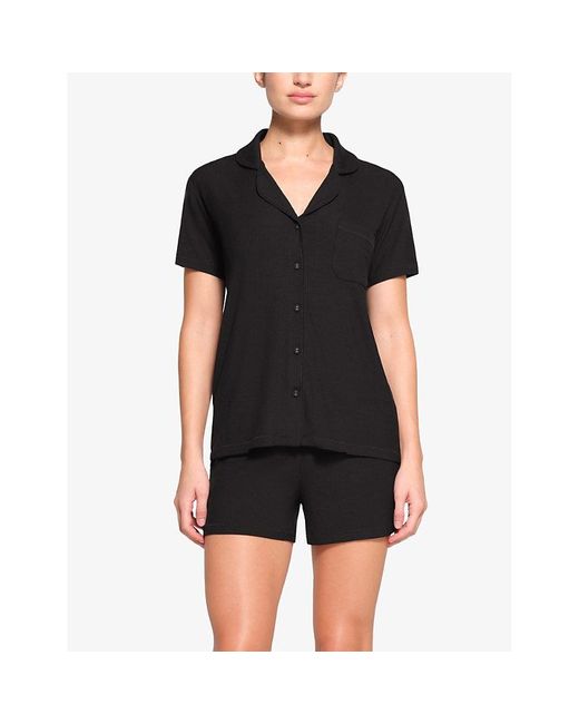 Skims Black Soft Lounge Stretch-Woven Short Pyjamas