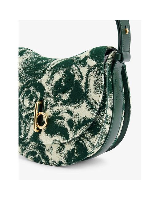 Burberry Green Rocking Horse Rose-print Wool-blend Shoulder Bag