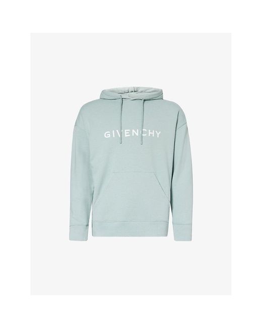 Givenchy Blue Logo-print Slim-fit Cotton-jersey Hoody X for men