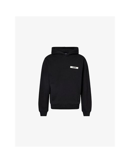 Jacquemus Black Le Hoodie Logo-Tab Cotton Hoodie for men