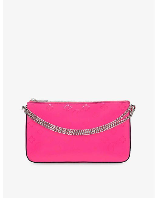 Christian Louboutin Loubila Leather Clutch Bag in Pink | Lyst