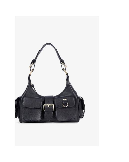 The Kooples Black Amelia Multi-Pocket Leather Shoulder Bag