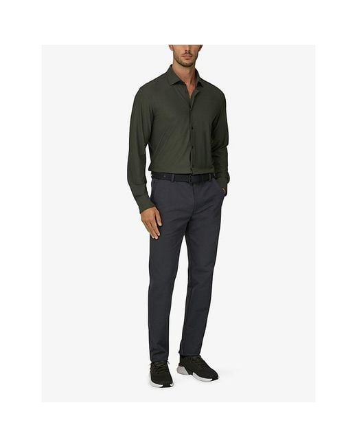 Boggi Blue Tapered-Leg Mid-Rise Stretch-Woven Trousers for men